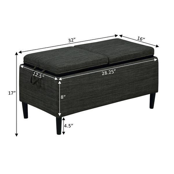 dimension image slide 6 of 7, Convenience Concepts Designs4Comfort Magnolia Storage Ottoman with Reversible Trays