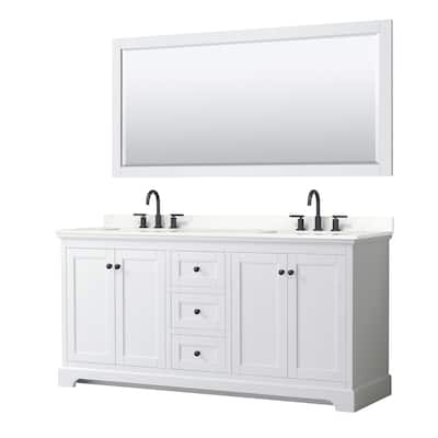 Avery 72-inch Double Vanity, Quartz Top, 70-inch Mirror