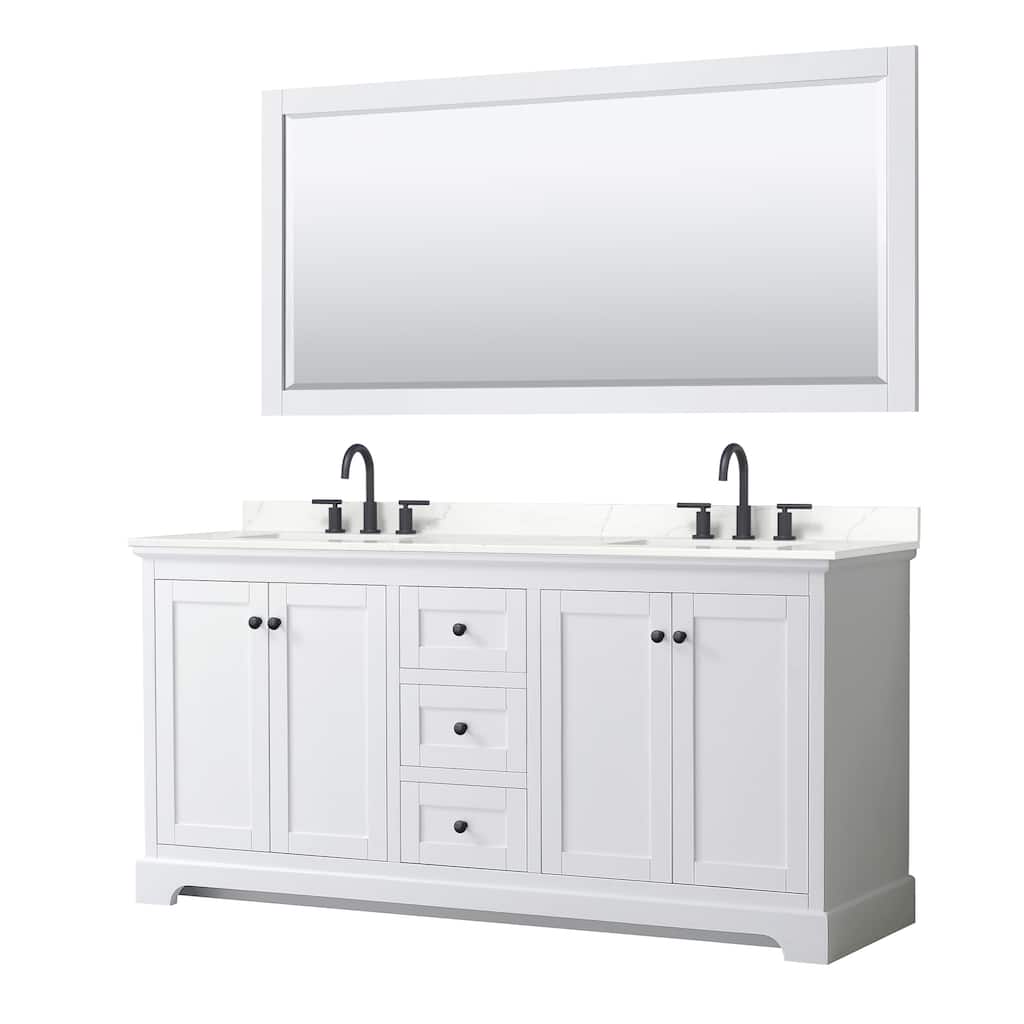 Avery 72-inch Double Vanity, Quartz Top, 70-inch Mirror