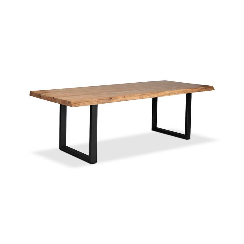 Urbia Brooks Solid Acacia Dining Table - U Base - 40" x 116" - Teak/Black Base