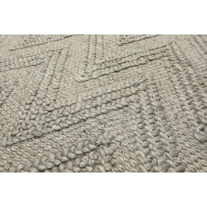 9x12 Tibetano Hand Knotted Flatweave Wool Tone on Tone Silver Contemporary Rug - 9' x 12'