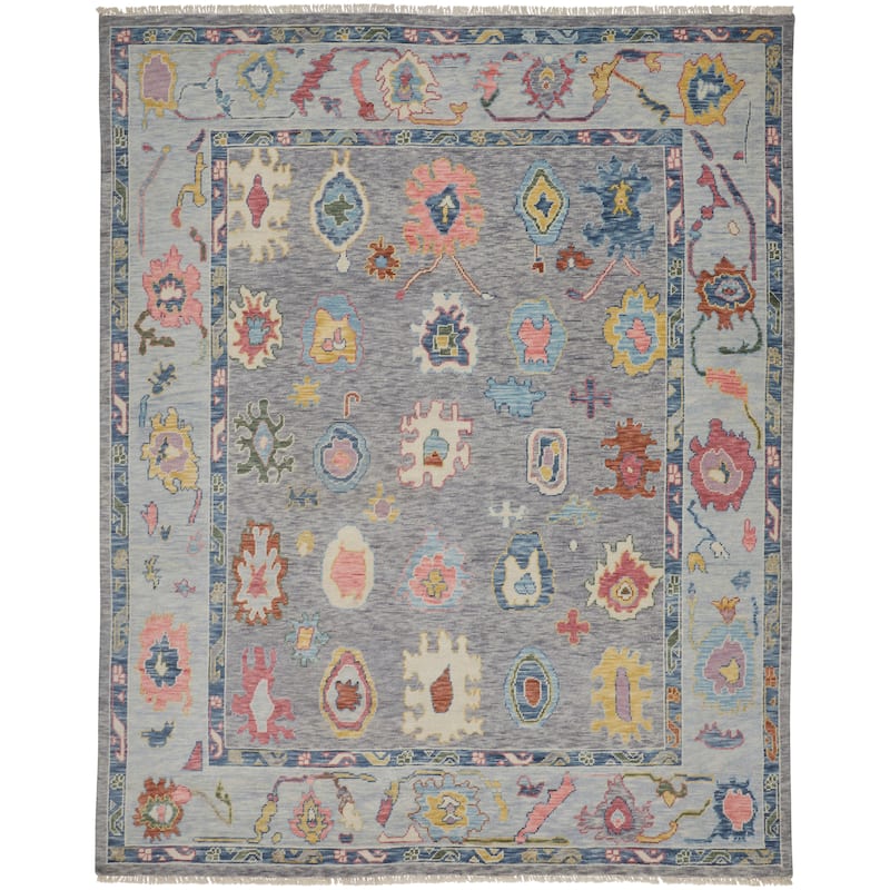Grand Bazaar Larson Hand Knotted Persian Traditional Area Rug - 7'9" x 9'9" - Blue/Gray/Red