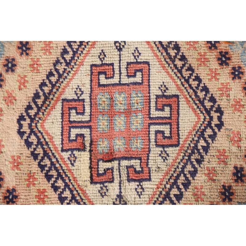 Peach / Pink Shiraz Persian Vintage Area Rug Hand-knotted Wool Carpet - 3'5"x 4'7"