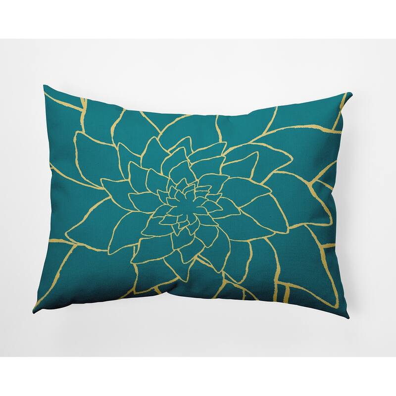Flower Outline Decorative Throw Pillow - 14" x 20" - Lake Blue