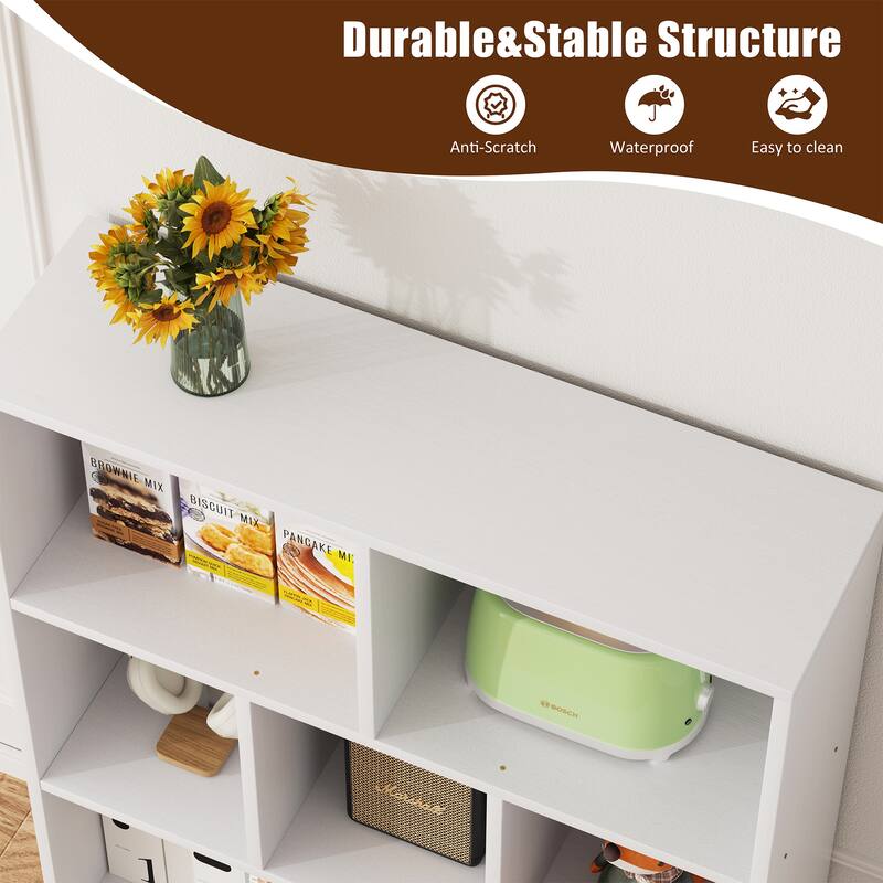 7 Cube Bookshelf, 3 Tier Storage Bookcase with Legs