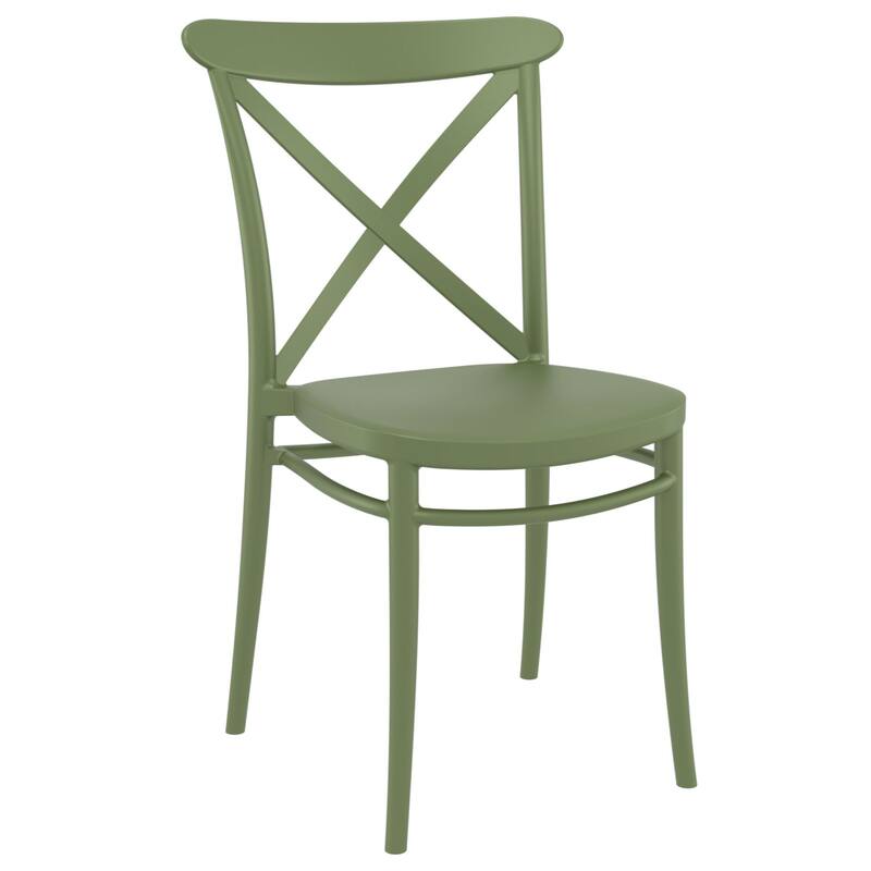 34.25" Olive Green Patio Cross Armless Dining Chair