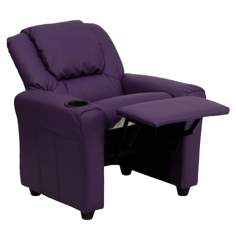 Contemporary Kids Recliner with Cup Holder and Headrest - 24"W x 21.5" - 36.5"D x 27"H