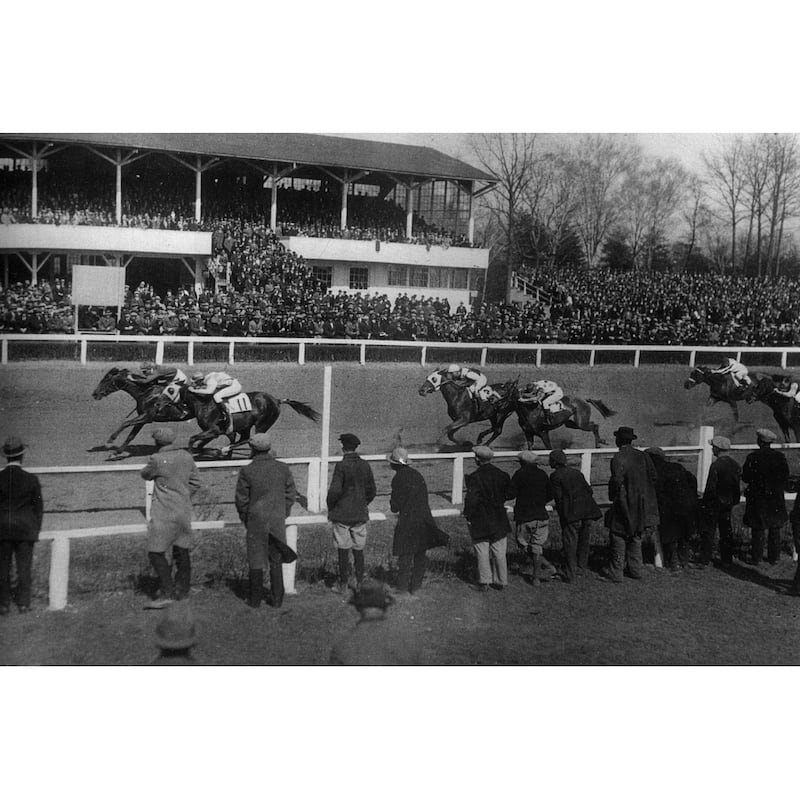 Bowie Race Track Black and White Gallery Wrapped Canvas