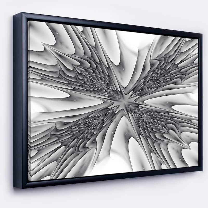 Designart "Fractal 3D Magical Depth" Abstract Framed Canvas Art Print - 40 in. wide x 30 in. high - Black
