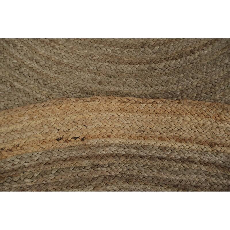 Hand Knotted Oriental Jute Carpet Modern Geometric Brown Modern Area Rug - 9' 10'' X 9' 10''