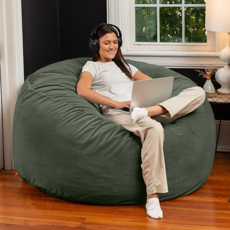Jaxx Saxx 5 Ft Large Bean Bag - Lush Velvet - Lush Velvet Green