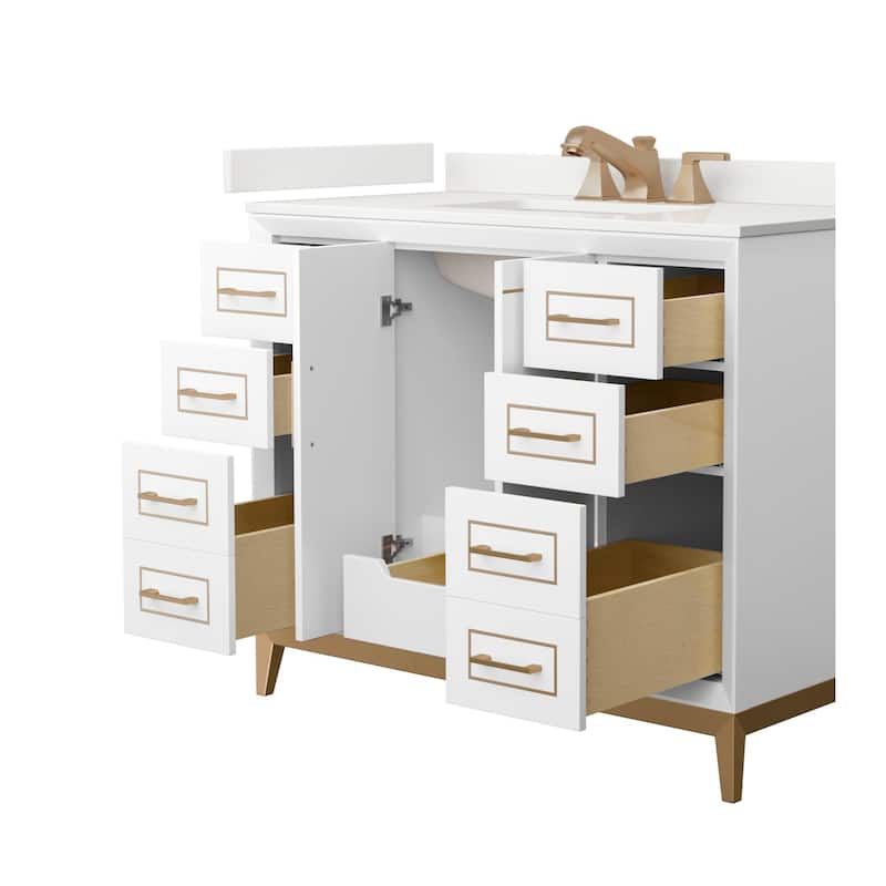 Wyndham Collection WCH515142S-QTZ-US3MXX Marlena 42" Free Standing