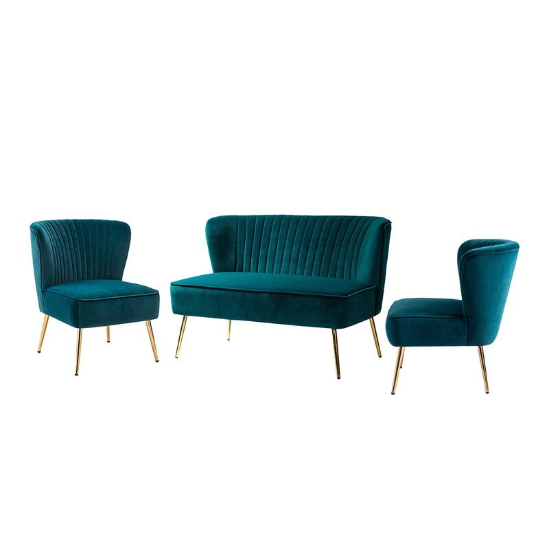 Delicia 3 Piece Living Room Set with Golden Legs by HULALA HOME