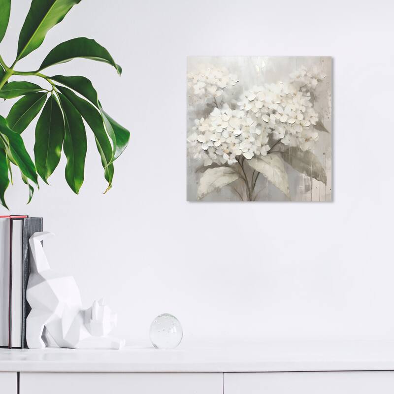 Wynwood Studio Canvas Floral and Botanical Bridals Flowers White and Light Gray Farmhouse Wall Art Canvas Print - 12 x 12