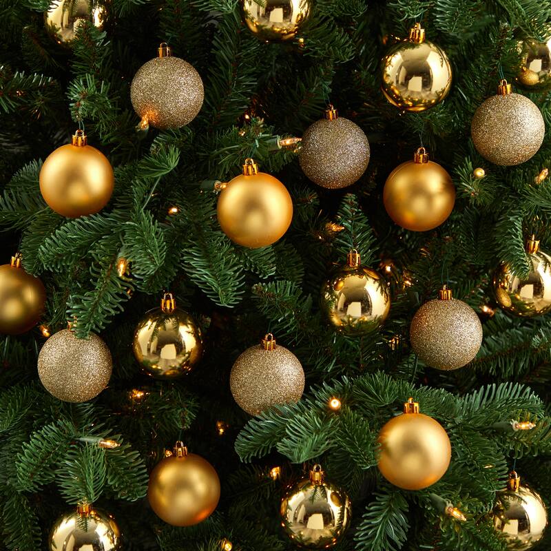 Shatterproof 3-Finish Christmas Ball Ornaments - 2.5" (60mm) - Gold - 30ct