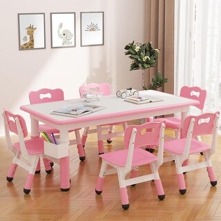 Height Adjustable Kids Table and 6 Chairs Set