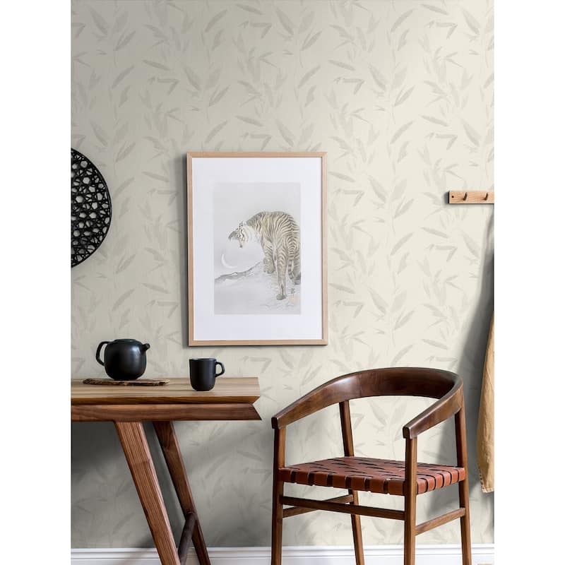 Advantage Kaiya Cream Leaves Wallpaper - 20.9in x 396in x 0.025in - 20.9in x 396in x 0.025in