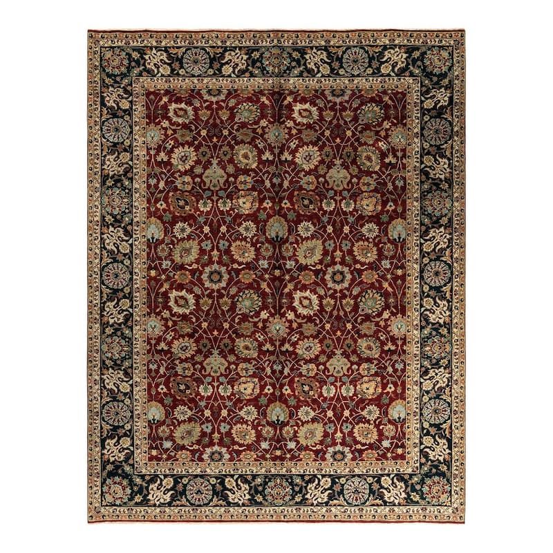 Indo Persian One-of-a-Kind Hand-Knotted Area Rug - Red, 9' 1" x 11' 9" - 9' 1" x 11' 9"