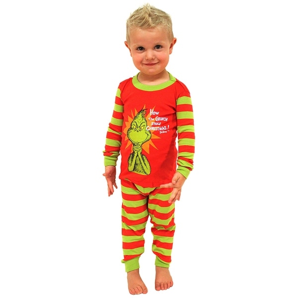 Baby Toddler Little Girls Christmas Grinch Pajama Set Red//White