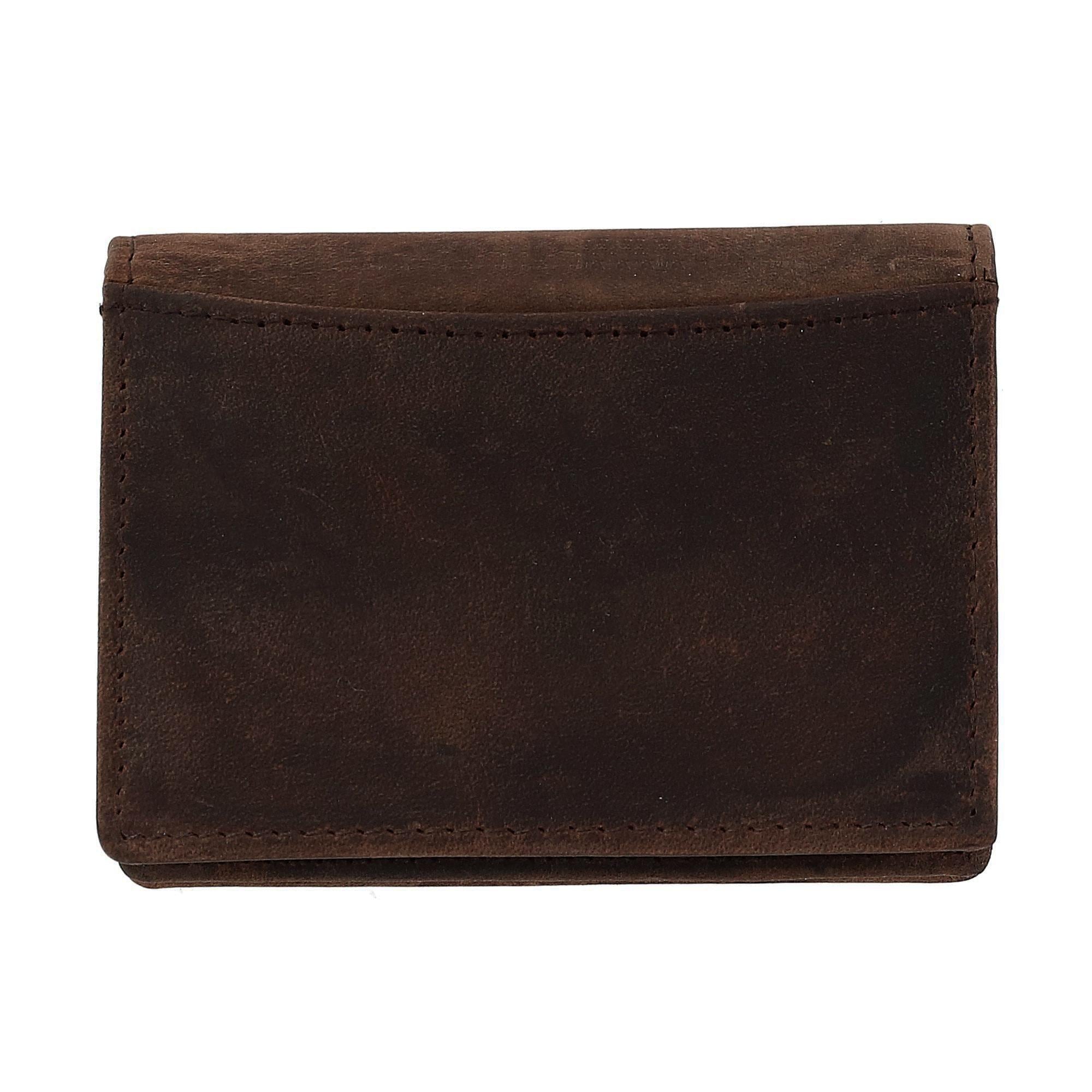 Soft Vintage Genuine Leather RFID Business Card ID Holder with Expandable Pocket