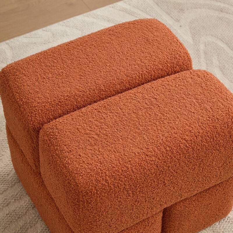 SEYNAR Modern 16.5''Faux Sherpa Square Cube Otttoman