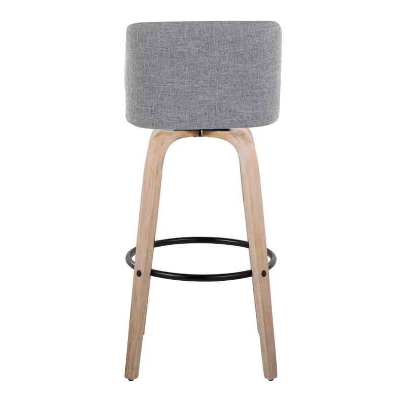 The Gray Barn Vallberga 30" Fixed-Height Bar Stool with White Washed Wood Base (Set of 2)