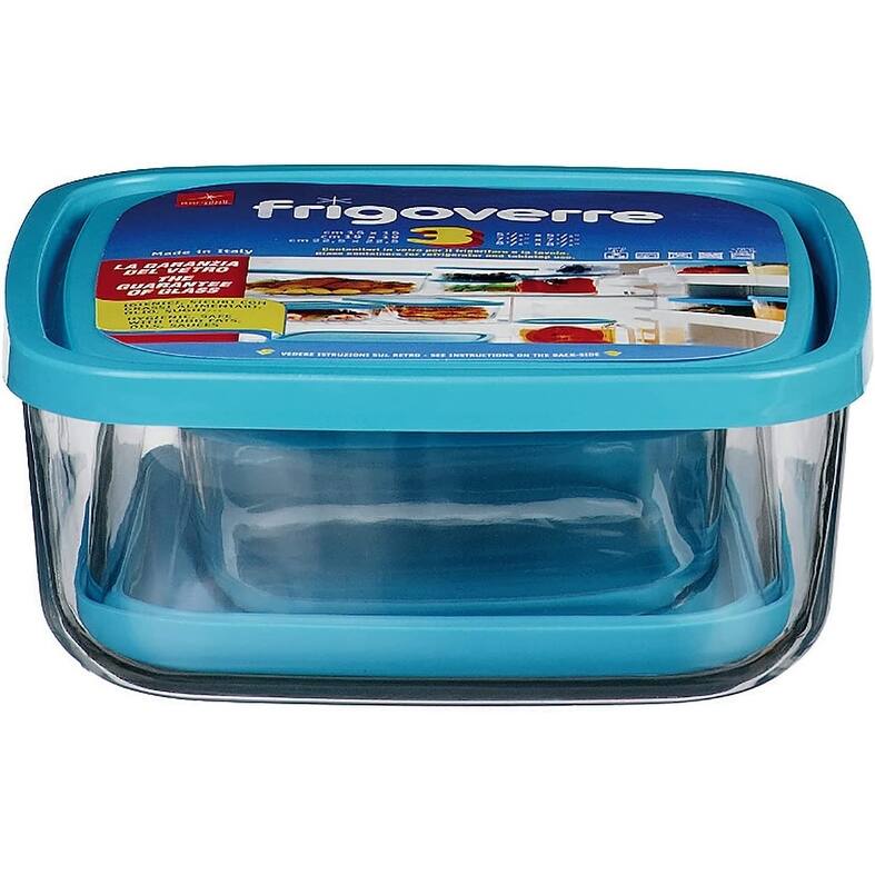 Bormioli Rocco Frigoverre Square Glass Set of 3 - Clear & Blue