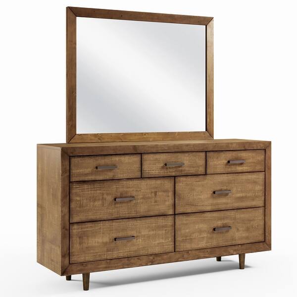 Shop Black Friday Deals On Abbyson Retro Mid Century Wood 7 Drawer Dresser And Mirror Overstock 26281088 Light Brown