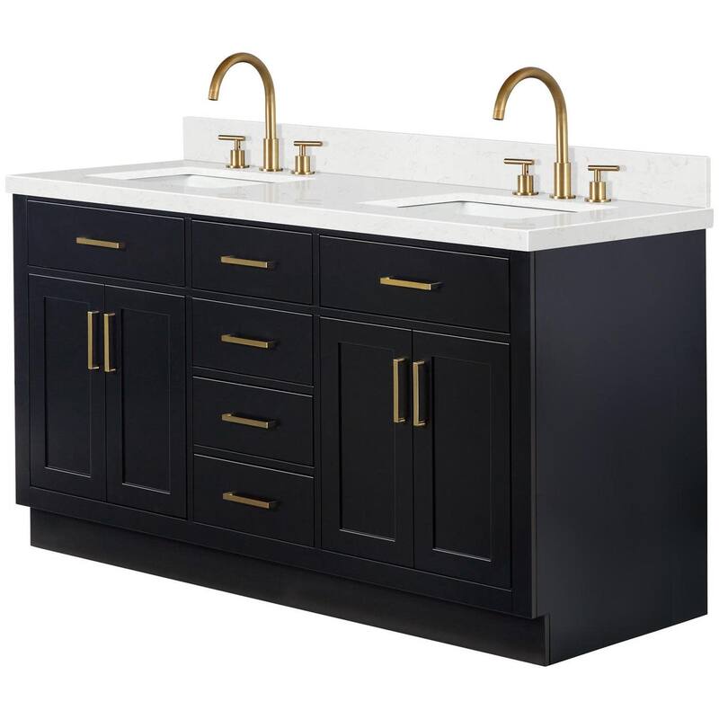 Ariel T060DCQRVO Hepburn 60" Free Standing Double Basin Vanity Set