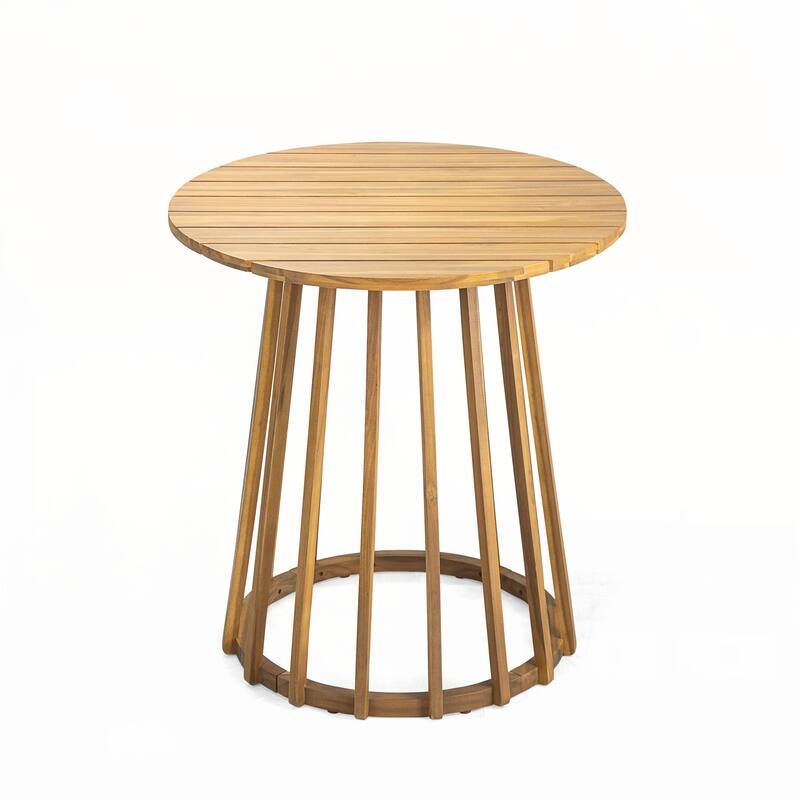 Outdoor Round Top Acacia Wood Dining Table,Round Bistro Table,Teak Finish