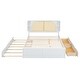preview thumbnail 4 of 10, Queen Size Platform Bed with Rattan Headboard, Storage Drawers and Pull-Out Trundle for Extra Sleeping Space