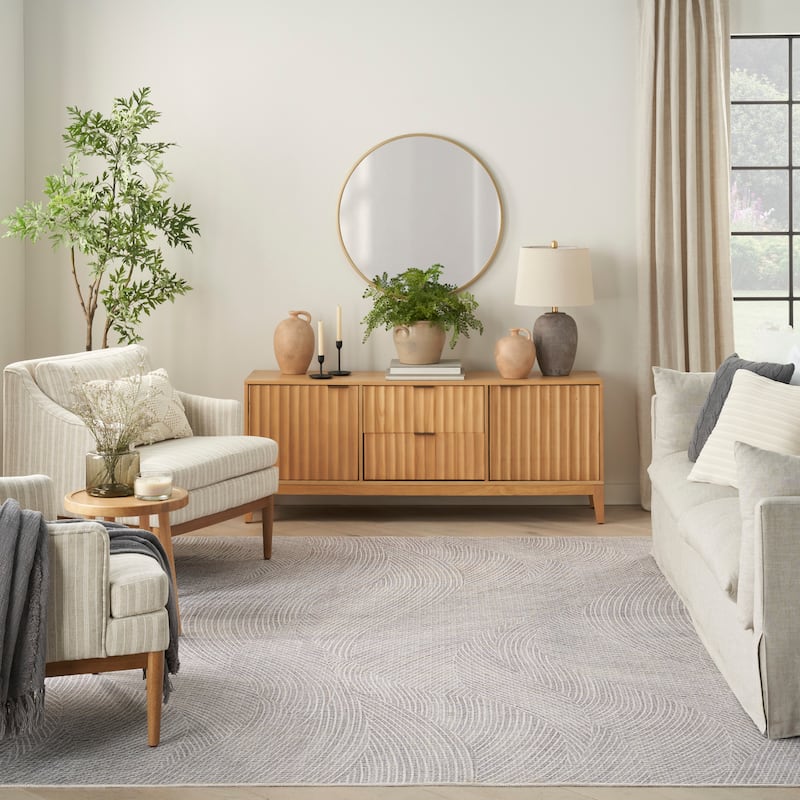Nourison Washables Indoor Grey Abstract Area Rug