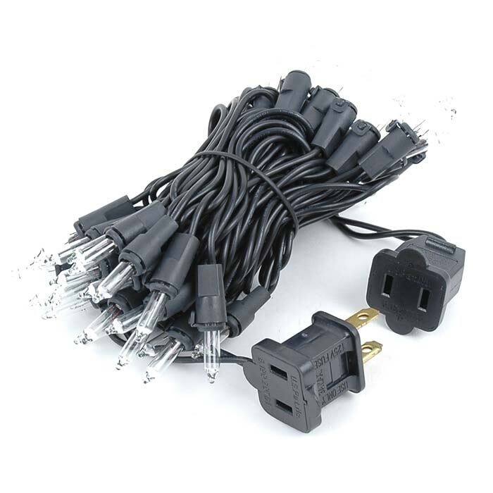 50 Light Christmas Mini Light Set, Black Wire, 11' Long