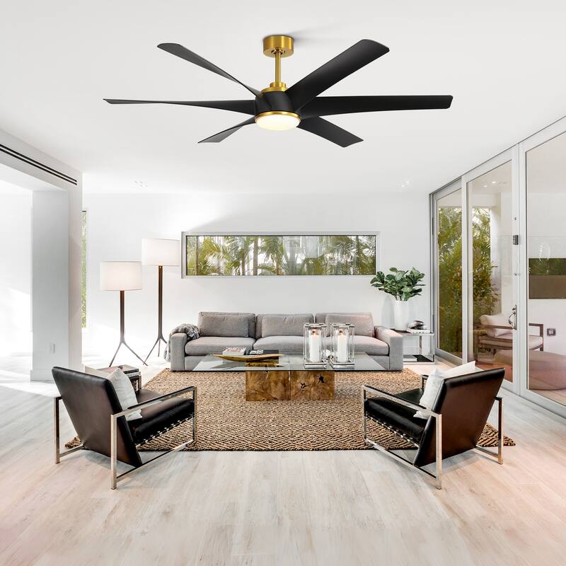 65-in Indoor Large LED Ceiling Fan with Light Remote (6-Blade)