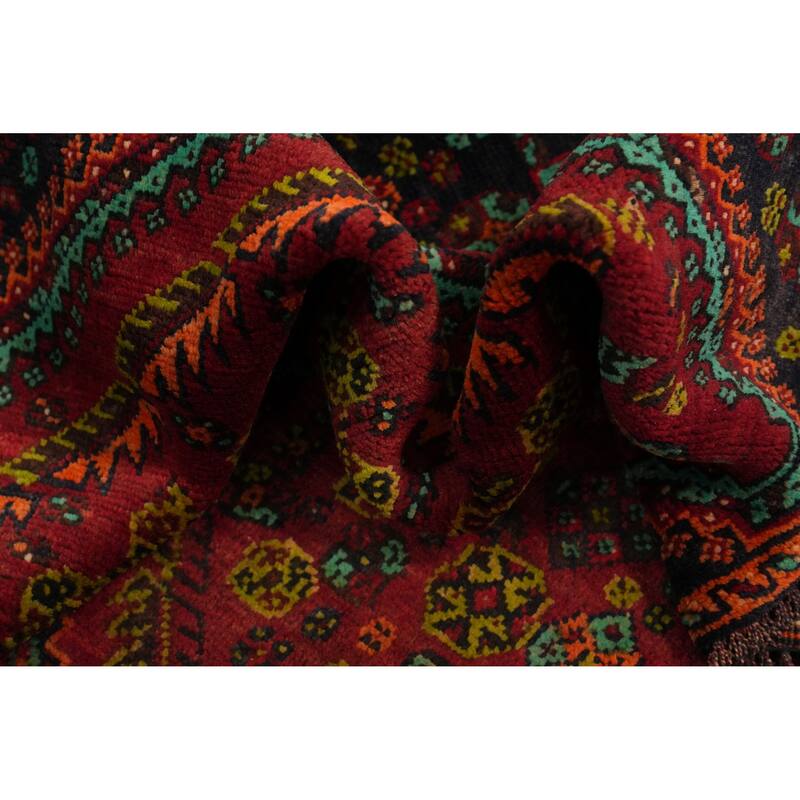 Hand Knotted Oriental 100% Wool Carpet Traditional Medallion Red Qashqai Area Rug - 7' 10'' X 4' 8''