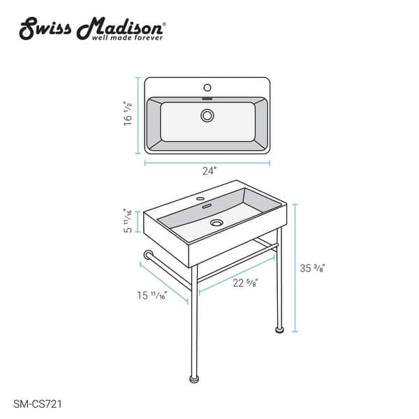 dimension image slide 1 of 8, Claire Ceramic Console Sink White Basin Gold Legs