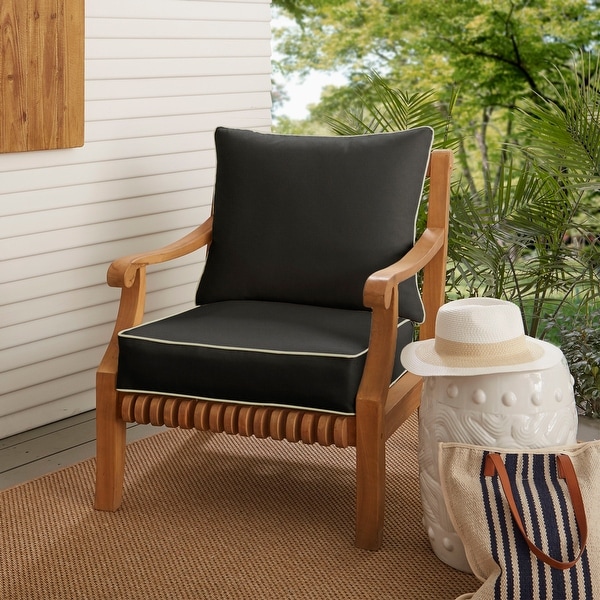 Sawyer Sunbrella Canvas Black Corded Outdoor Cushion and Pillow Set Bed Bath Beyond 14340405
