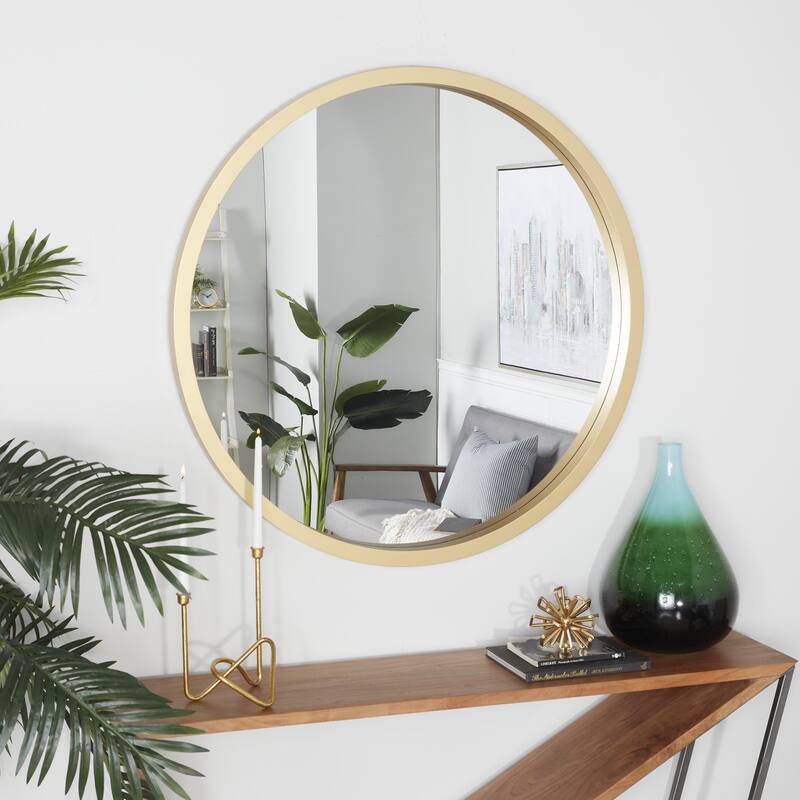 Wooden Wall Mirror with Thin Frame - Black, White, Gold - Roche River Decor