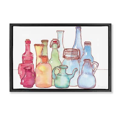 Stupell Colorful Vases Collection Framed Floater Canvas Wall Art Design By Stephanie Fielden