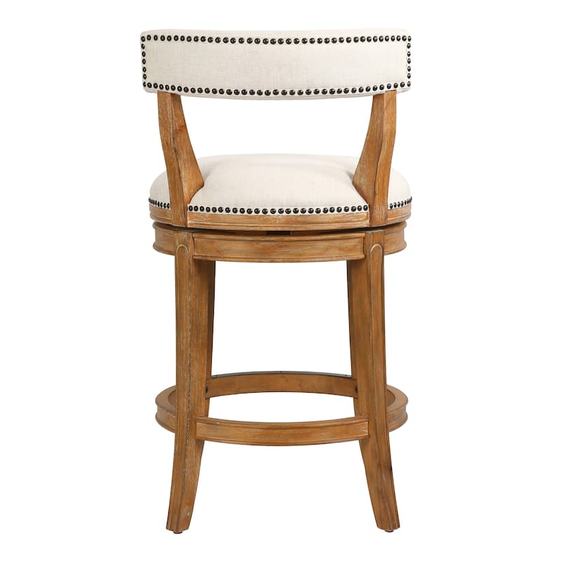 Pasha Wood Swivel Bar Stool with Upholstered Seat and Back