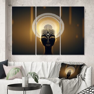 Designart "Contemporary Buddha In Gold And Black" Religious Canvas Wall ...
