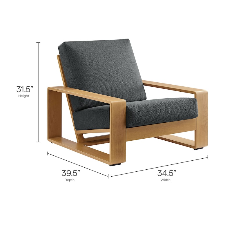 Lirienne Outdoor Patio Aluminum Faux Wood Armchair