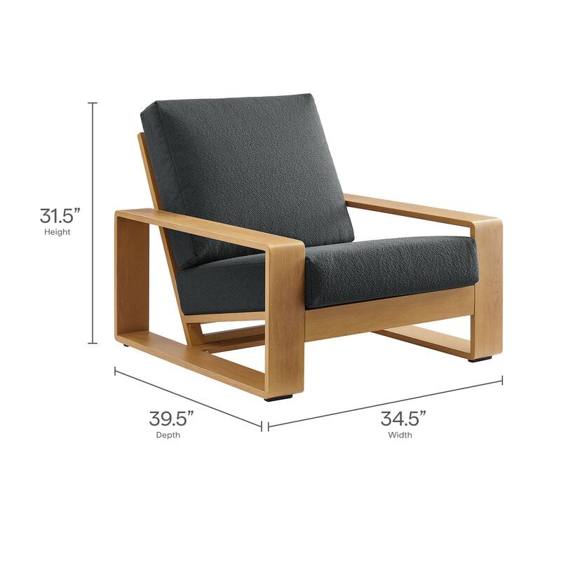 Lirienne Outdoor Patio Aluminum Faux Wood Armchairs Set of 2