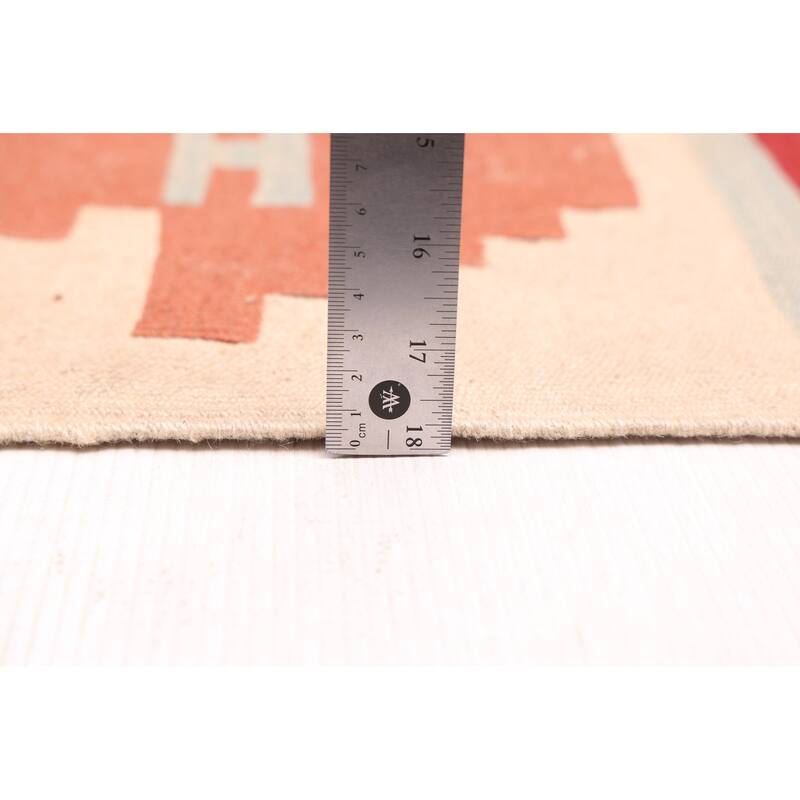 ECARPETGALLERY Flat-Weave Bold and Colorful Dark Copper Wool Kilim - 3'10 x 5'7