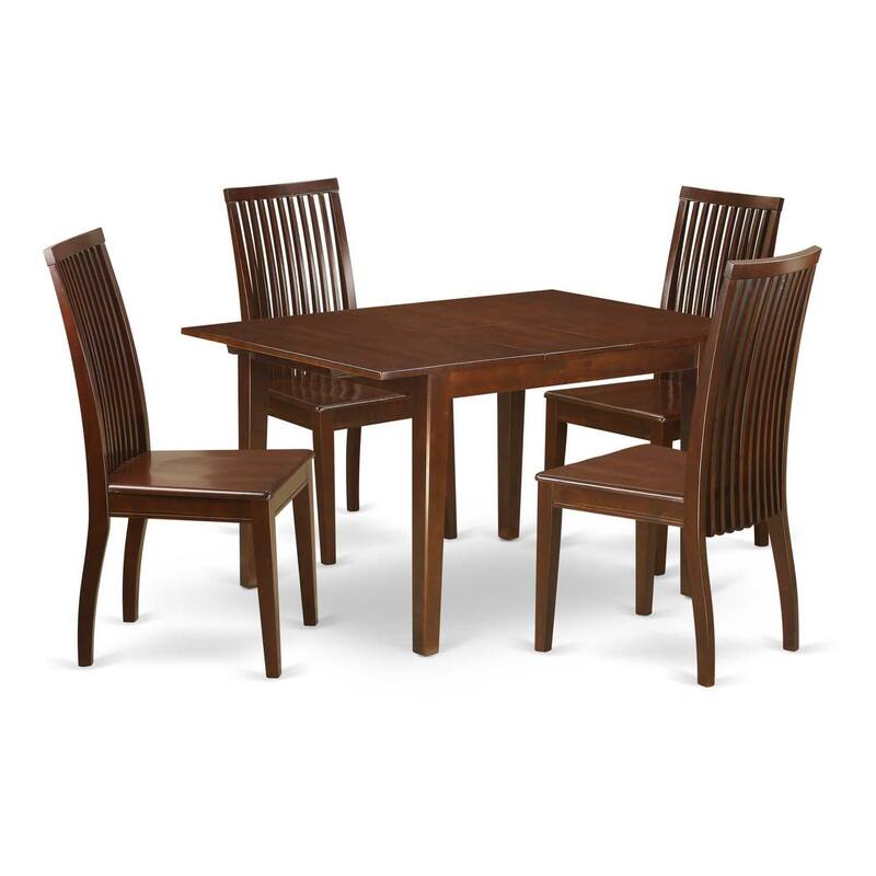 HomeStock 5-Piece Mahogany Finish Solid Wood Top Dining Table with 4 Chairs