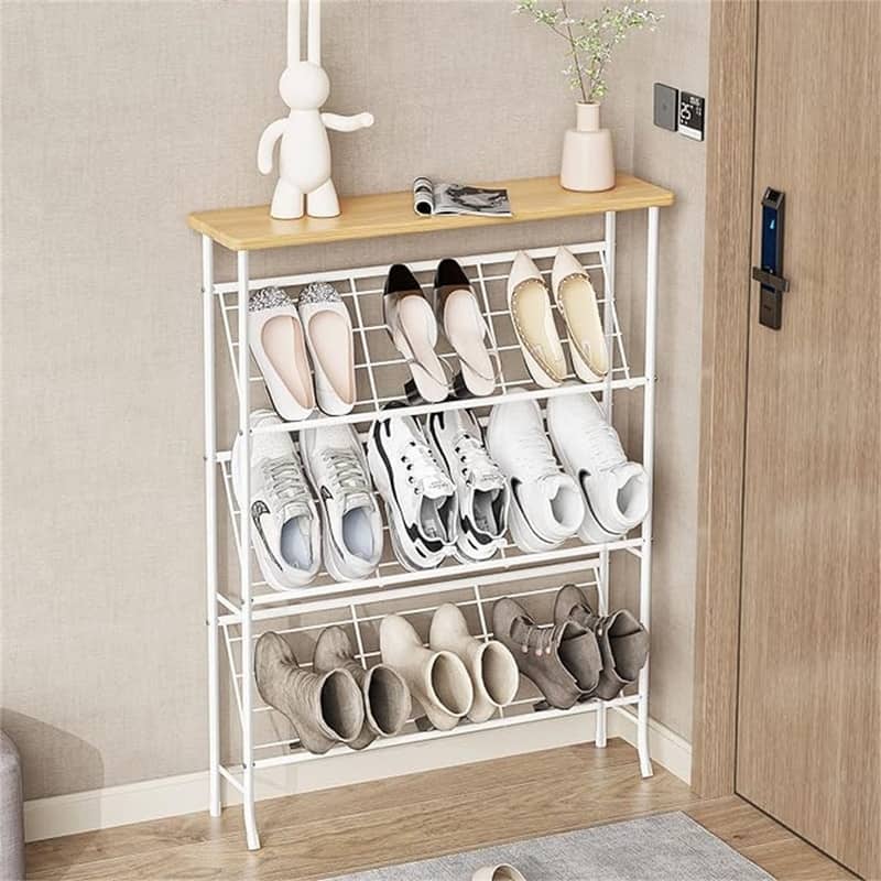 Shoe Rack Storage - 7.87"D x 27.36"W x 35"H - white