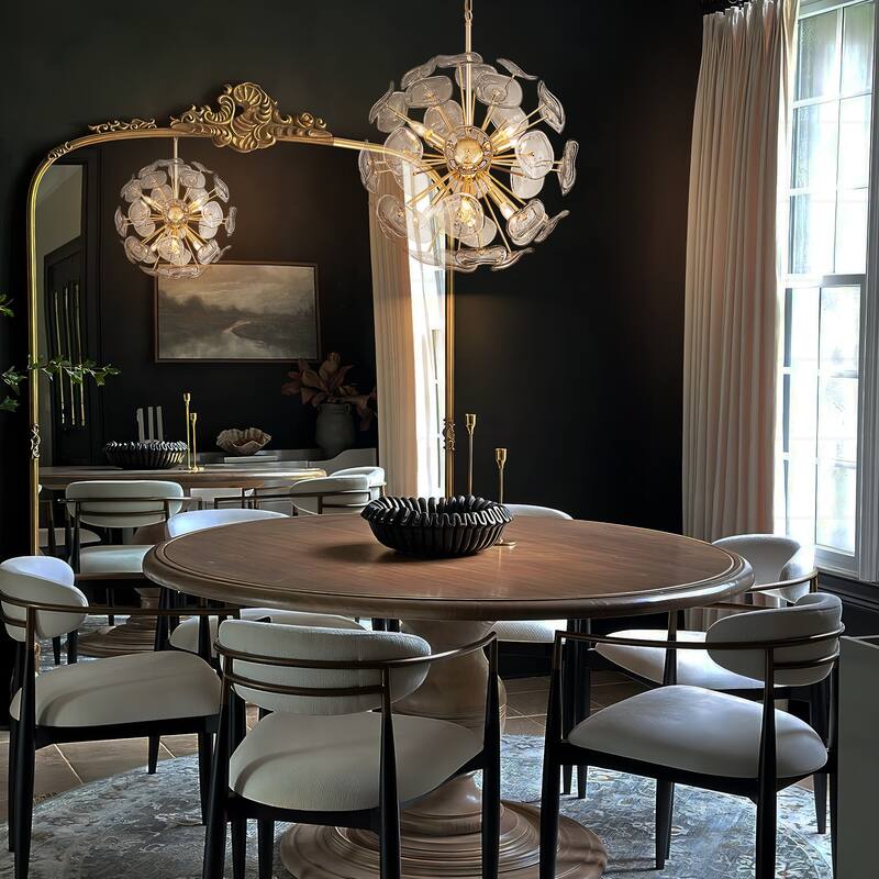 8-Light Modern Linear Sputnik Island Pendant Lighting Starburst Clear Glass Globe Chandelier - 23.6 in. W