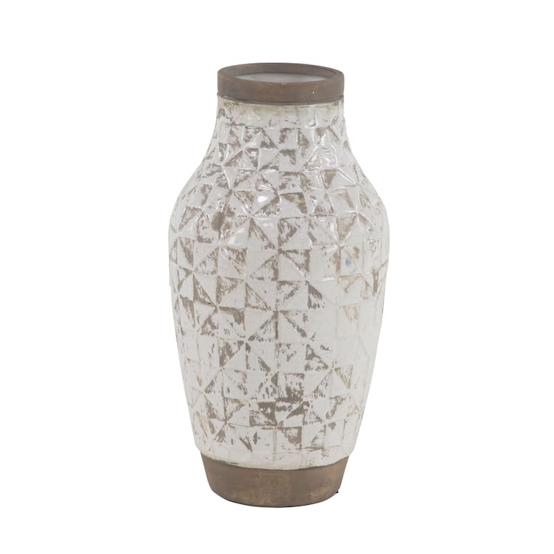 Ceramic Vase - White - Roche River Decor - 8"W x 8"L x 16"H