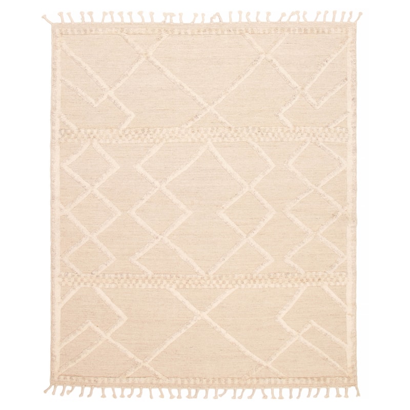 ECARPETGALLERY Hand-knotted Tangier Cream Wool Rug - 8'2 x 10'0 - Cream - 8'2 x 10'0