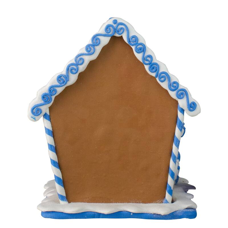 8" White Blue Festive Hanukkah Gingerbread LED House Tabletop Decor